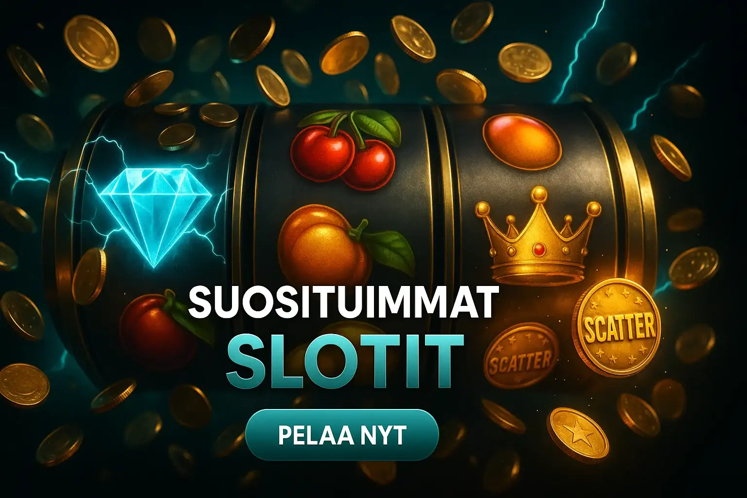 Suosituimmat slotit kasino banneri, kolikkopelit, teal ja kultainen neonhehku